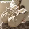 Casual frauen Hausschuhe Hause Bogen Winter Plüsch Luxus Designer Frau Schuhe Wohnungen Mode Indoor Casual Fuzzy Pelz Rutschen Elegante