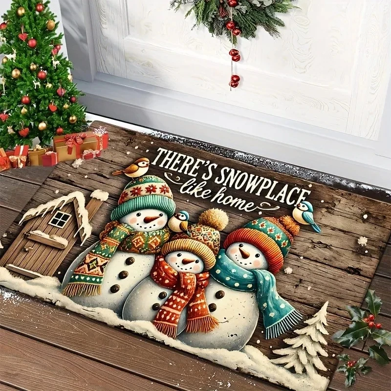Weihnachten Schneemann Willkommen Matte Boden Teppich Waschbar Schlafzimmer Küche Eingang Fußmatte Polyester Home Decor Teppich Image