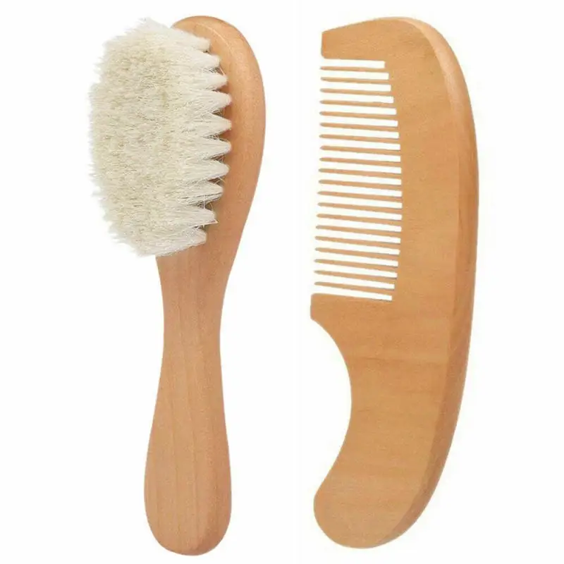Wolle Holz Pinsel Kamm Neugeborenen Baby Haar Bürsten Infant Kopf Massagegerät Tragbare Baby Kamm Haar Bad Reinigung Image
