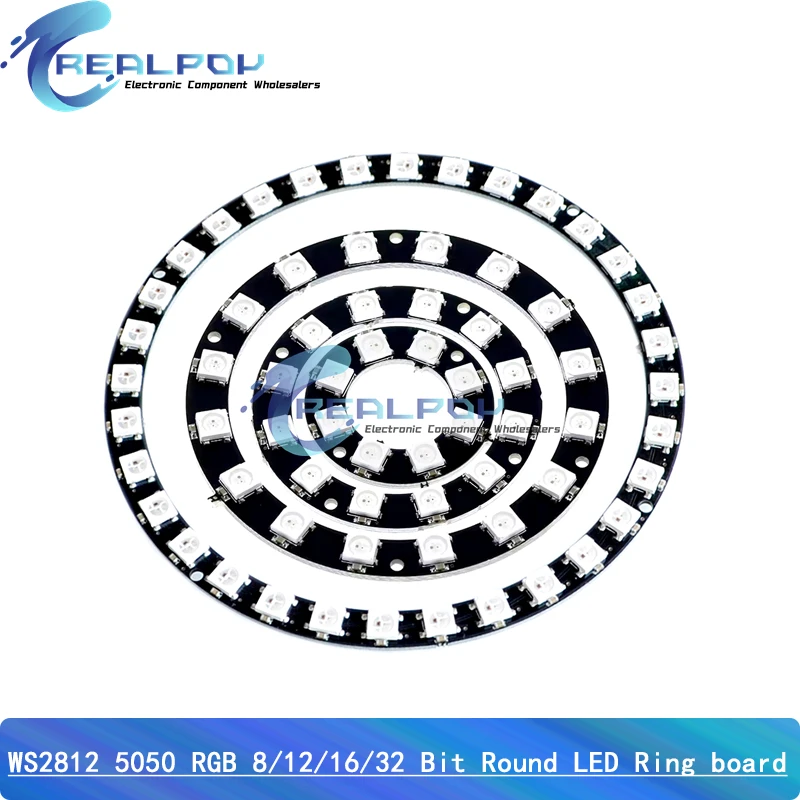 WS2812B LED-Pixel, individuell adressierbarer Ring, 8/12/16/32 Bits, LEDs, WS2812, integrierter IC-Vollfarbkreis, LED-Module, Licht DC5V Image