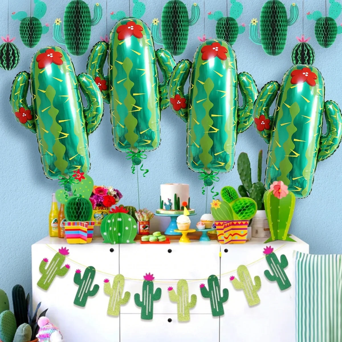 4/6 Stück Kaktus Ballon Hawaii Mexiko Karneval Party Dekoration Blumen Pflanzen Kaktus Geburtstag Festliche Party Dekoration Lieferungen Image