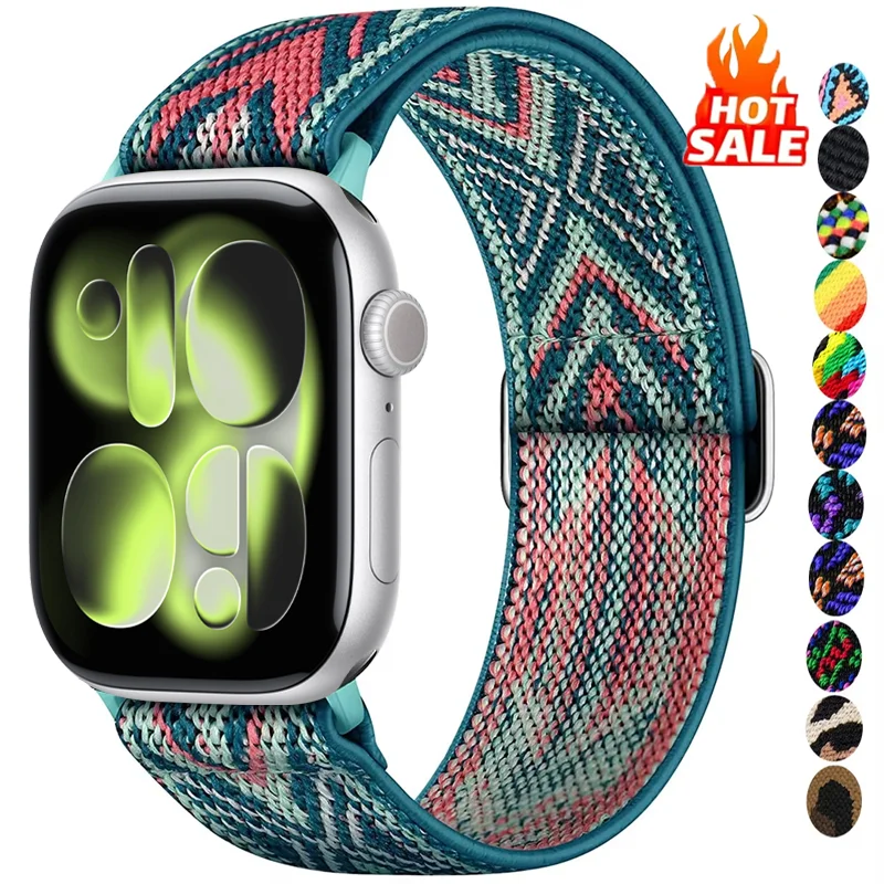 Nylonarmband für Apple Watch Band 41-40-44-45-42 mm 46 mm elastisches Leopardenarmband iWatch Serie 11 10 9 8 7 SE 6 5 Ultra2-3 49 mm Image