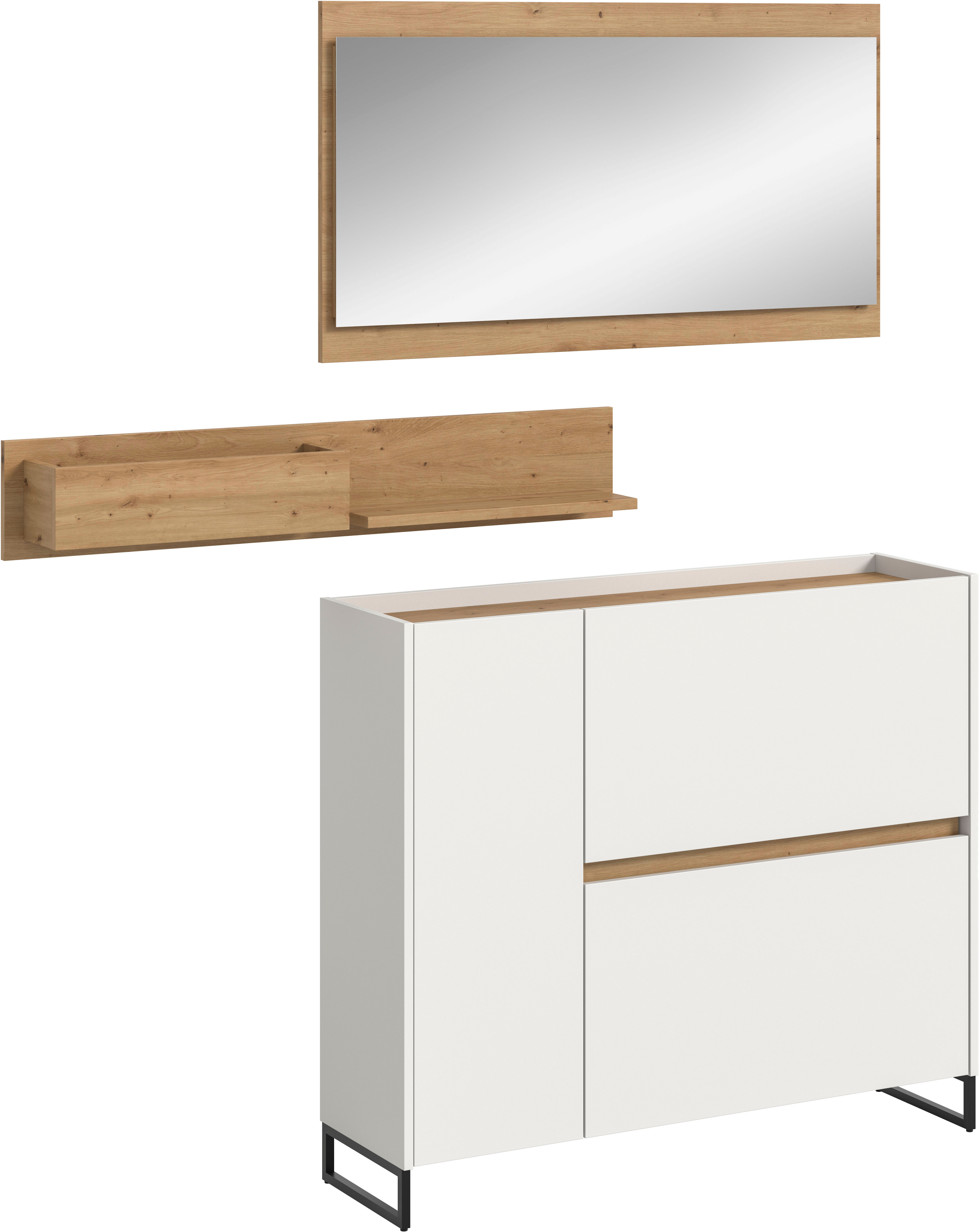 Garderoben-Set INOSIGN "EVRID, 3-teilig, Breite 140 cm, individuell stellbar & erweiterbar", weiß nb, artisan oak nb, B:140cm H:197cm T:32cm, Spanplatte, Kastenmöbel-Sets, Garderobenkombination, Garderobe, Wandgarderobe, Flur, Diele Image