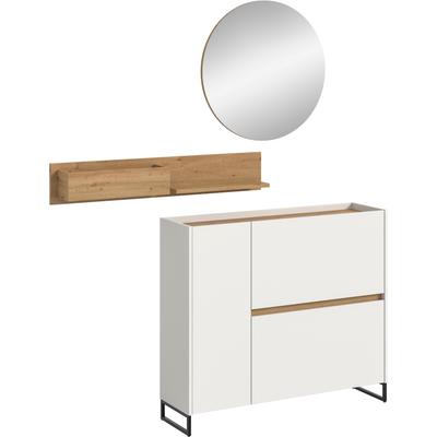 Garderoben-Set INOSIGN "EVRID, 3-teilig, Breite 140 cm, individuell stellbar & erweiterbar", weiß nb, artisan oak nb, B:140cm H:197cm T:32cm, Spanplatte, Kastenmöbel-Sets, Garderobenkombination, Garderobe, Wandgarderobe, Flur, Diele Image