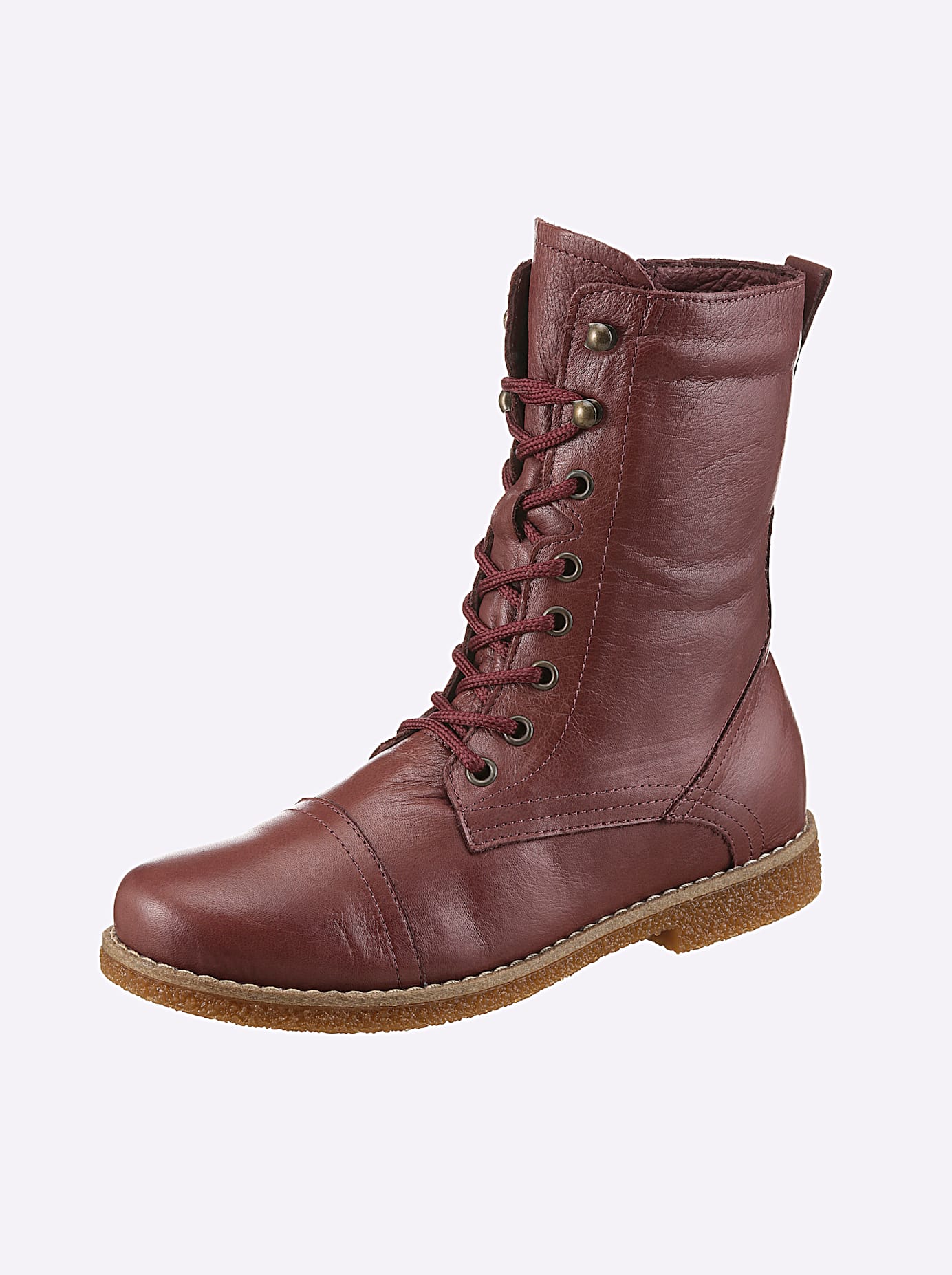 Schnürstiefelette ANDREA CONTI, Damen, Gr. 40, rot (burgund), Glattleder, Leder, Rindsleder, Schuhe