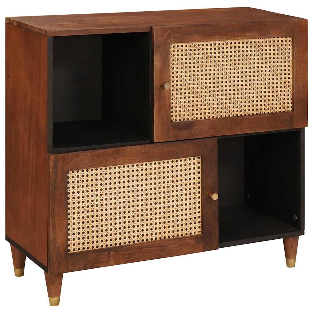 vidaXL Sideboard Braun 80 x 33.5 x 75 cm Rohr und massives Mangoholz Image
