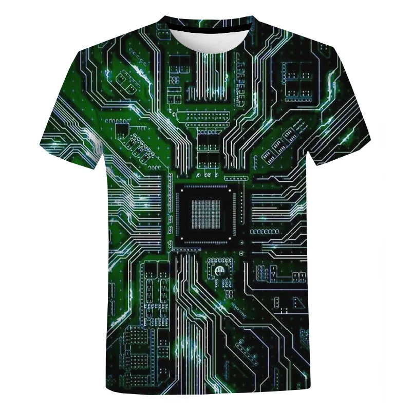 New Circuit Board Graphic T-Shirts Electronic Chip 3D Print T Shirt T shirt Men Women