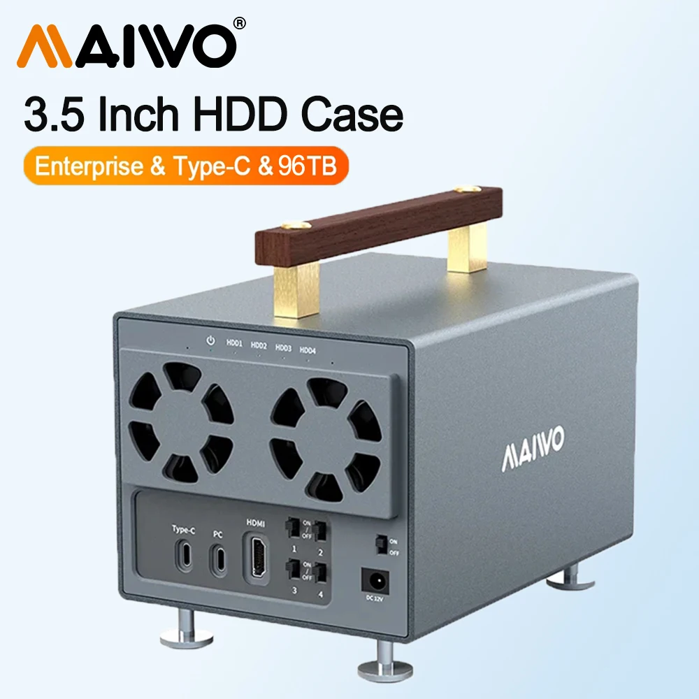 Custodia per disco rigido MAIWO a 4 alloggiamenti SATA a tipo C Docking HDD esterno da 10 Gbps per supporto stazione HDD/SSD da 3,5 pollici HDD da 96 TB ﻿