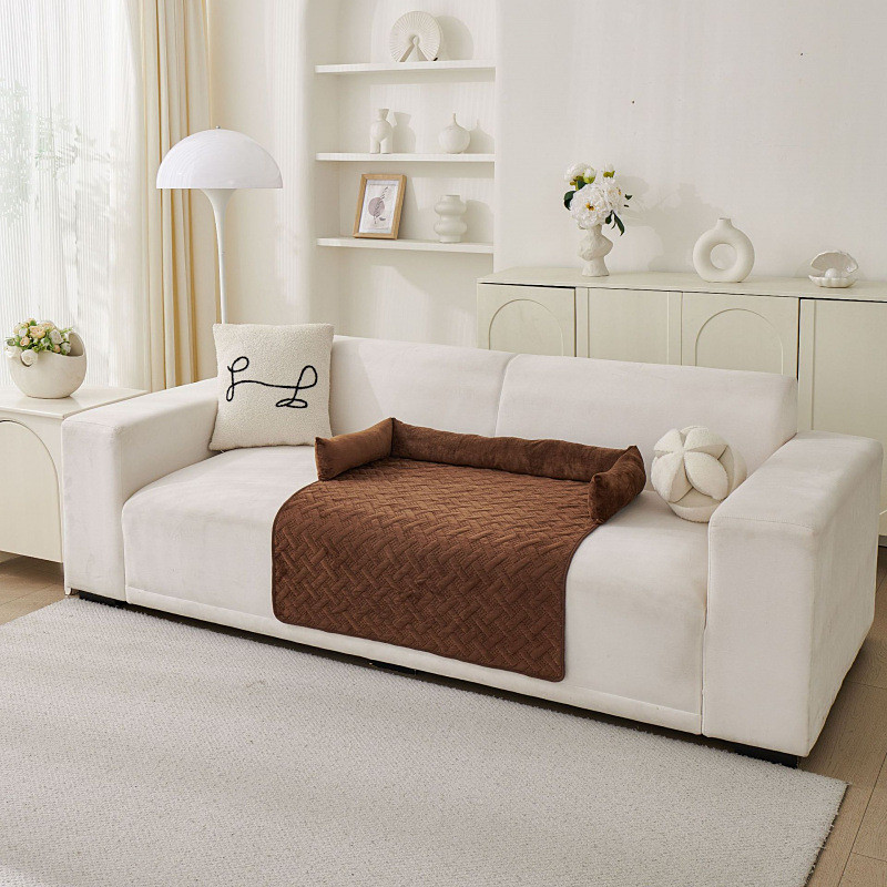 Crystal Velvet Sofa Cover For Pet Soft Autumn Winter Solid Color Dog Cat Sleeping Bed Mat Comfortable Plush Pad Washable Non Slip Home Furniture Protector Pet Supplies