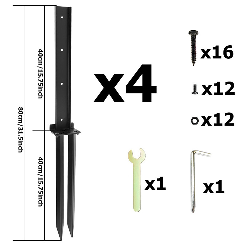 Heavy-Duty Metal Fence Post Repair Kit with Steel Anchors for Tilted and Damaged Wood Support