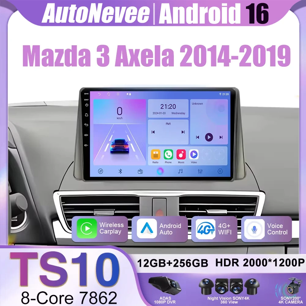 Android 16 Autoradio Für Mazda 3 Axela 2014 2015 2016 2017 2018 2019 Auto Player Navigation GPS Multimedia Carplay Keine 2din DVD