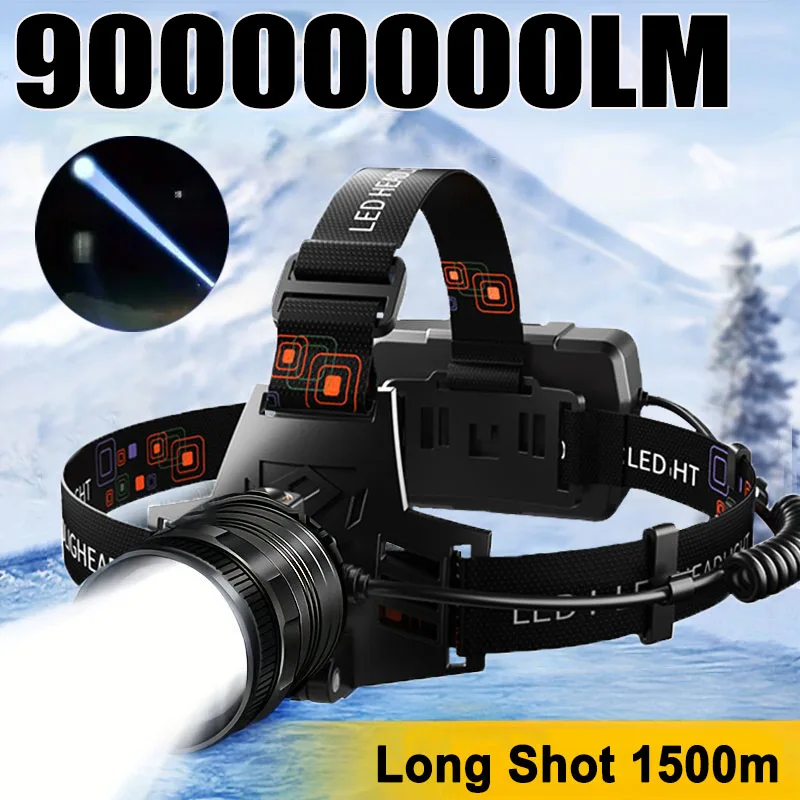Leistungsstarke LED Kopf Lampe Aluminium Legierung Kopf Led Licht Super Helle Wiederaufladbare Kopf Taschenlampe Camping Jagd Angeln Laterne Image