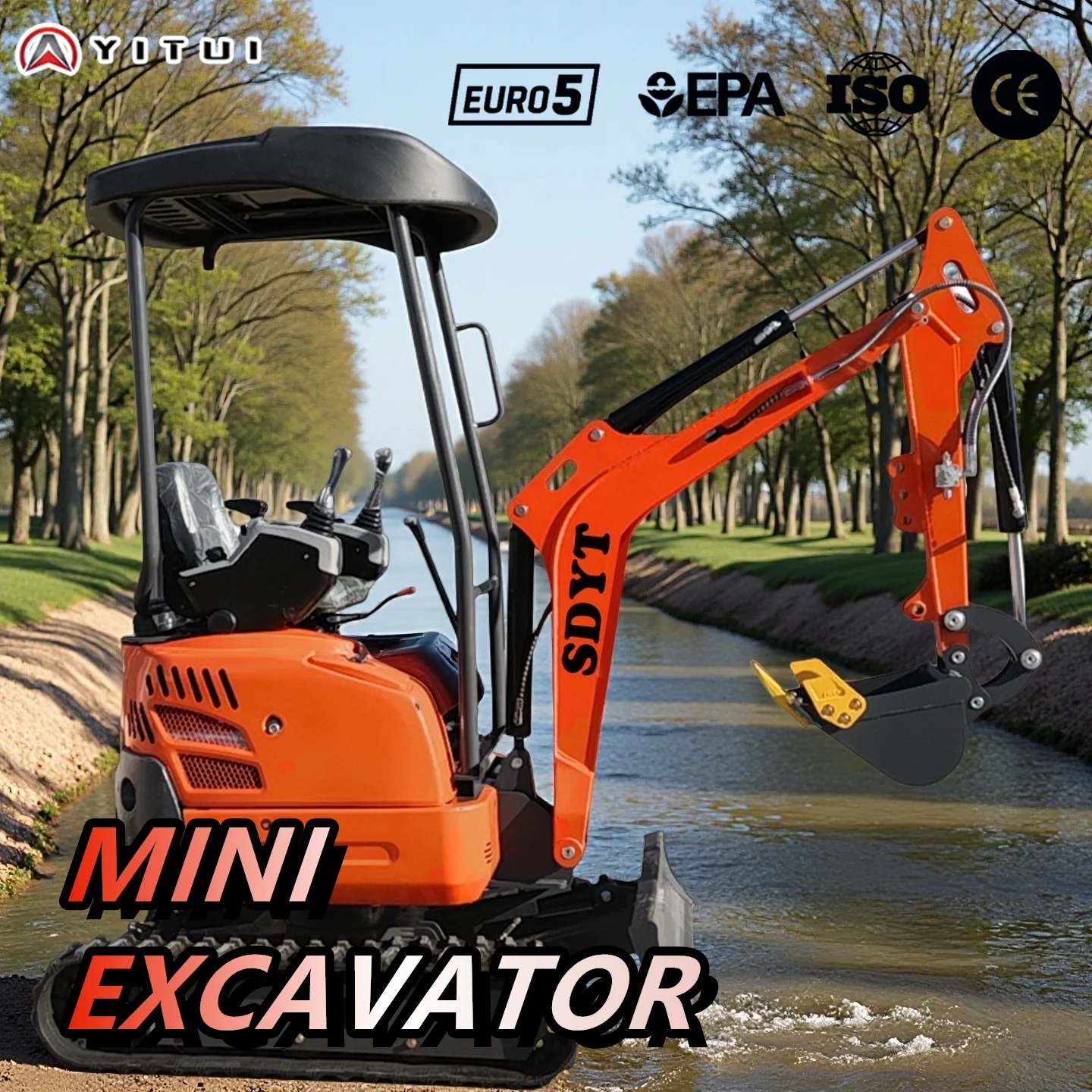 Hochwertiger chinesischer Minibagger mit Kubota-Motor kann für mehrere Szenarien angepasst werden. Ce Epa Euro 5-Minibagger Image