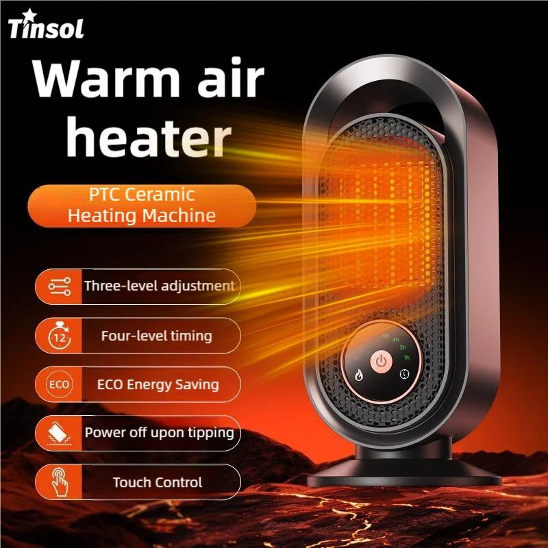 1000 W tragbare elektrische Heizung mit dreistufiger Temperaturregelung, PTC-Keramikheizung für Schlafzimmer, Büro und Schlafsaal Image