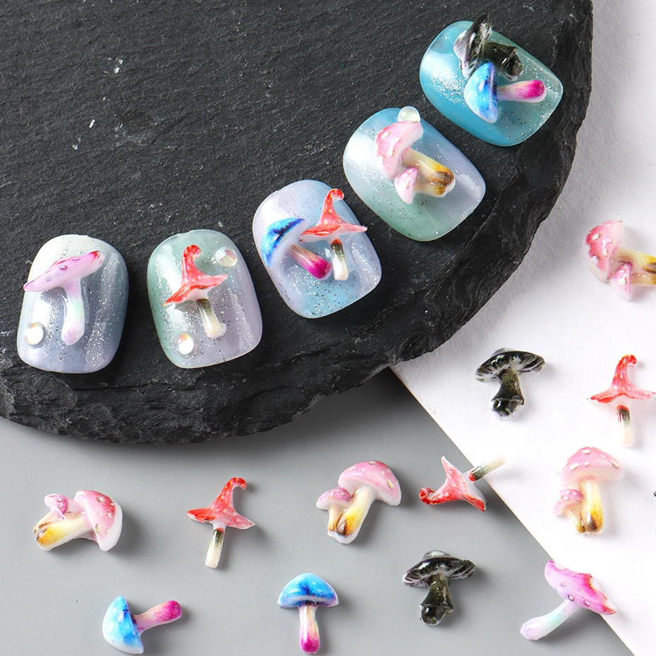20/50 Stück süße Pilz Nagel Charms Kawaii 3D Pilz Flatback Nail Art Schmuck Sommer Nail Art Dekorationen Maniküre Zubehör