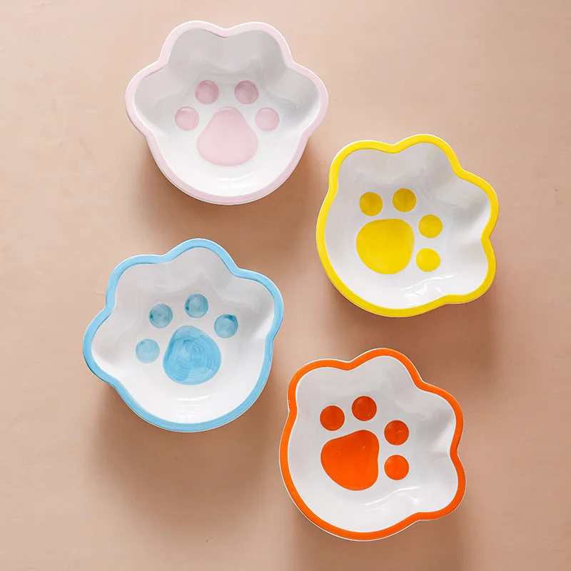 Keramik-Schüssel mit Katzenkrallenmuster, Schüssel für Hunde, Trinkwasser, Futternäpfe, Anti-Umkippen-Nackschutz, schöne Haustierartikel, 1 Stück Image