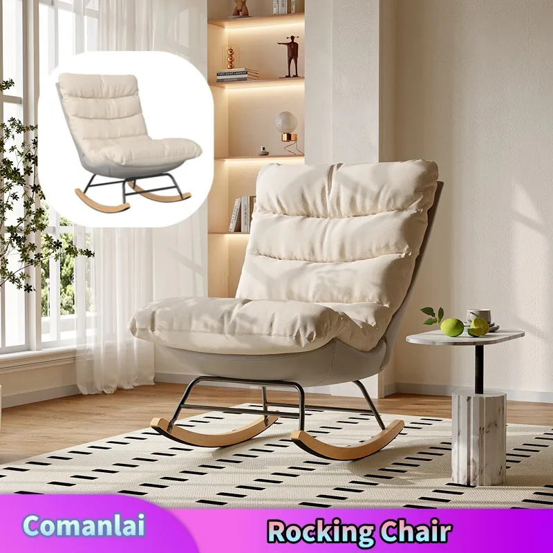Comanlai Schaukelstuhl, Relaxsessel, gepolsterter Schaukelstuhl, Loungesessel, mit hoher Rückenlehne für Wohnzimmer, Schlafzimmer, Balkon