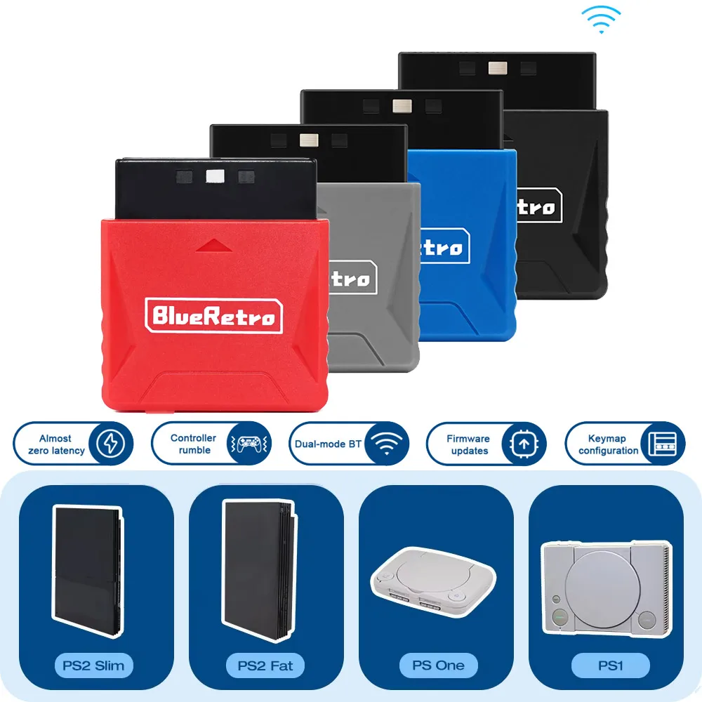 RetroScaler BlueRetro Wireless Controller Adapter für PS2/PS1 Konsole Joystick Konverter für Switch/PS3/PS4/PS5/Xbox One Gamepad Image