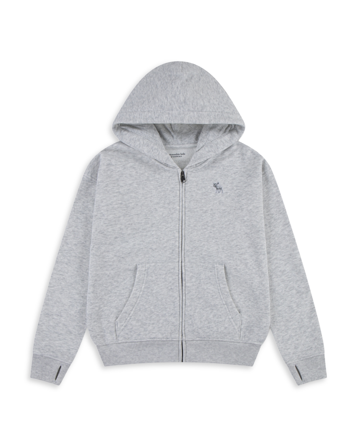 abercrombie kids Boys' Essentials Full Zip Hoodie - Little Kid, Big Kid - ANF Light Grey Heather