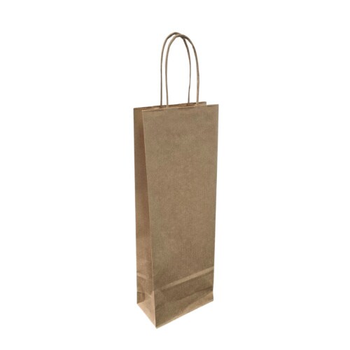 Pack4Food24 300 Flaschentragetaschen Geschenktüten für (Wein)Flaschen 14+8x39cm Papier braun gerippt 110g/m² Image