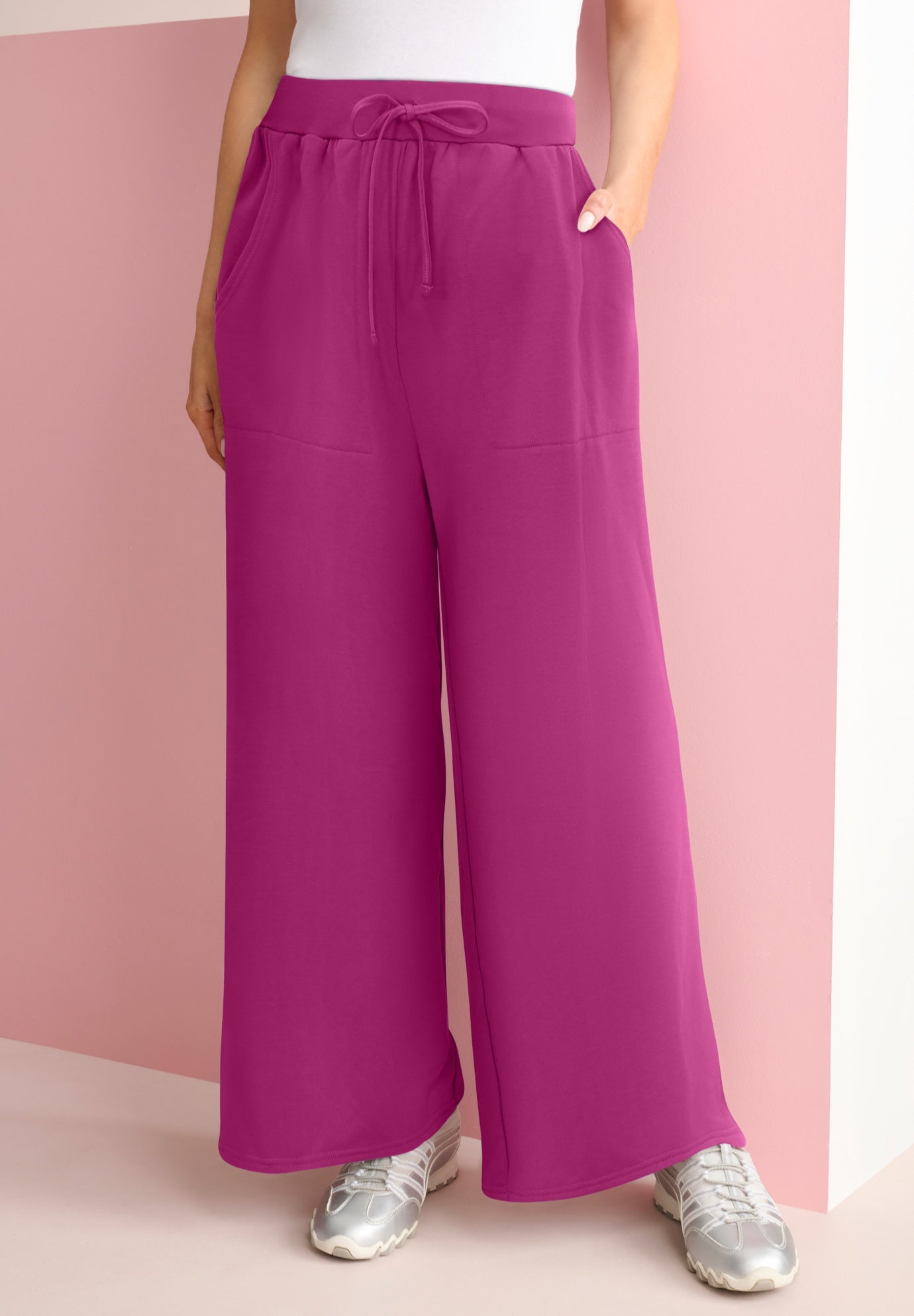 Plus Size Women's Comfort+ Fleece Flared Sweatpants by Roaman's in Raspberry (Size 2X)