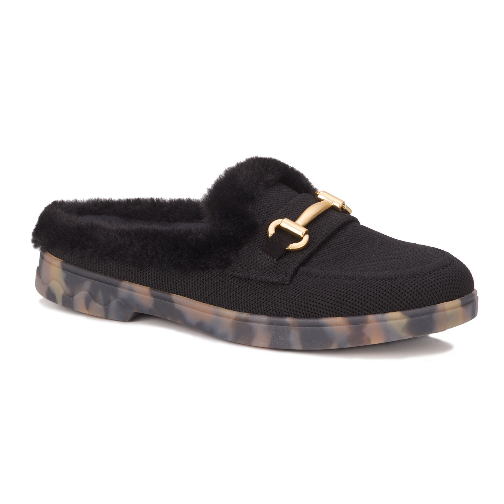 Wide Width Women's Gigi Faux Fur Slide by Ros Hommerson in Black (Size 9 1/2 W)