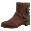 Winterstiefelette MUSTANG SHOES "Fabienne", Damen, Gr. 39, braun (cognac), Lederimitat, Textil, Basic, Schuhe, Biker Boots mit Blockabsatz und Zierriemchen