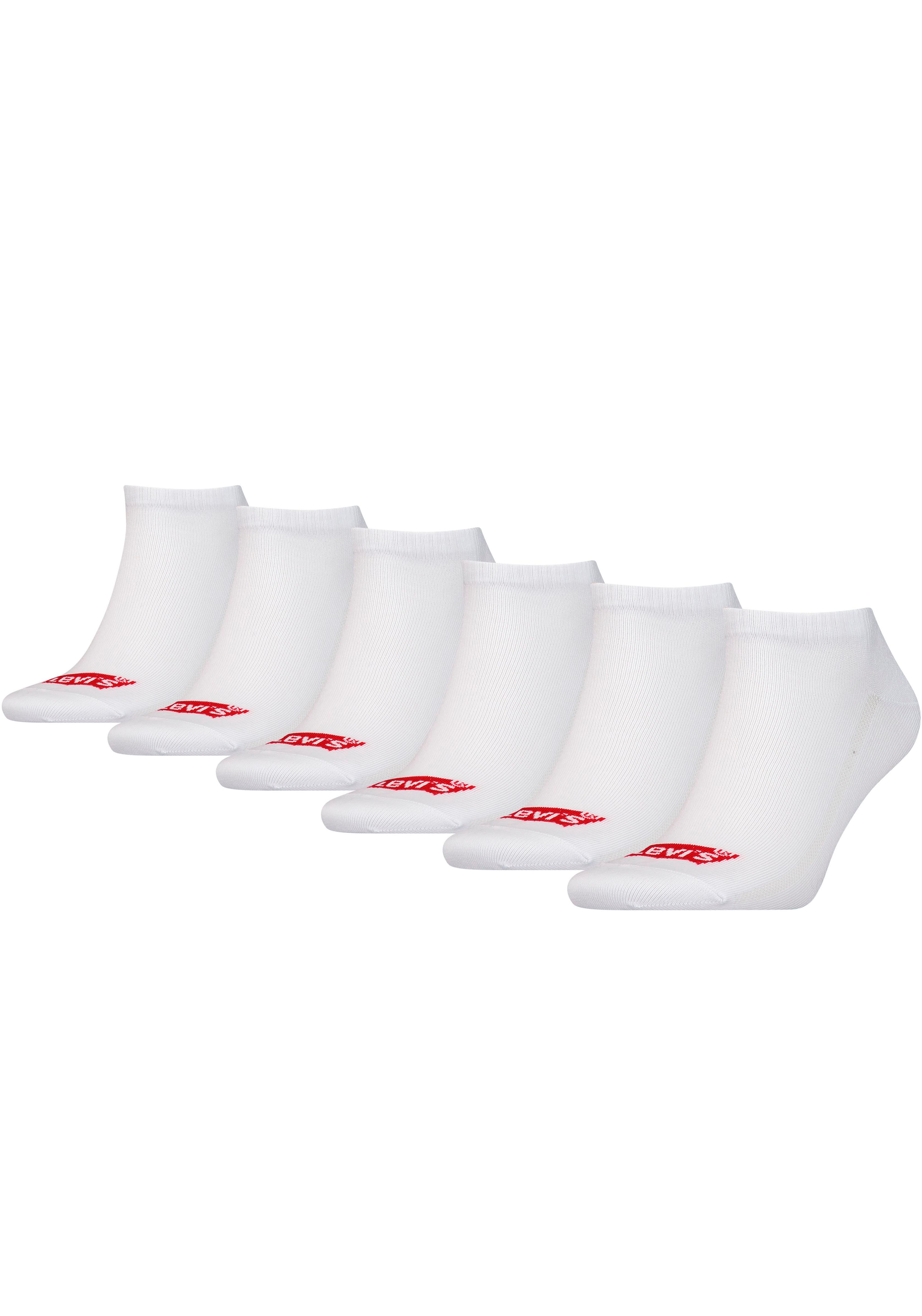 Sneakersocken LEVI'S, Herren, Gr. 35-38, weiß, Baumwollmischung, unifarben, normal, Socken, mit breitem Logobund Image