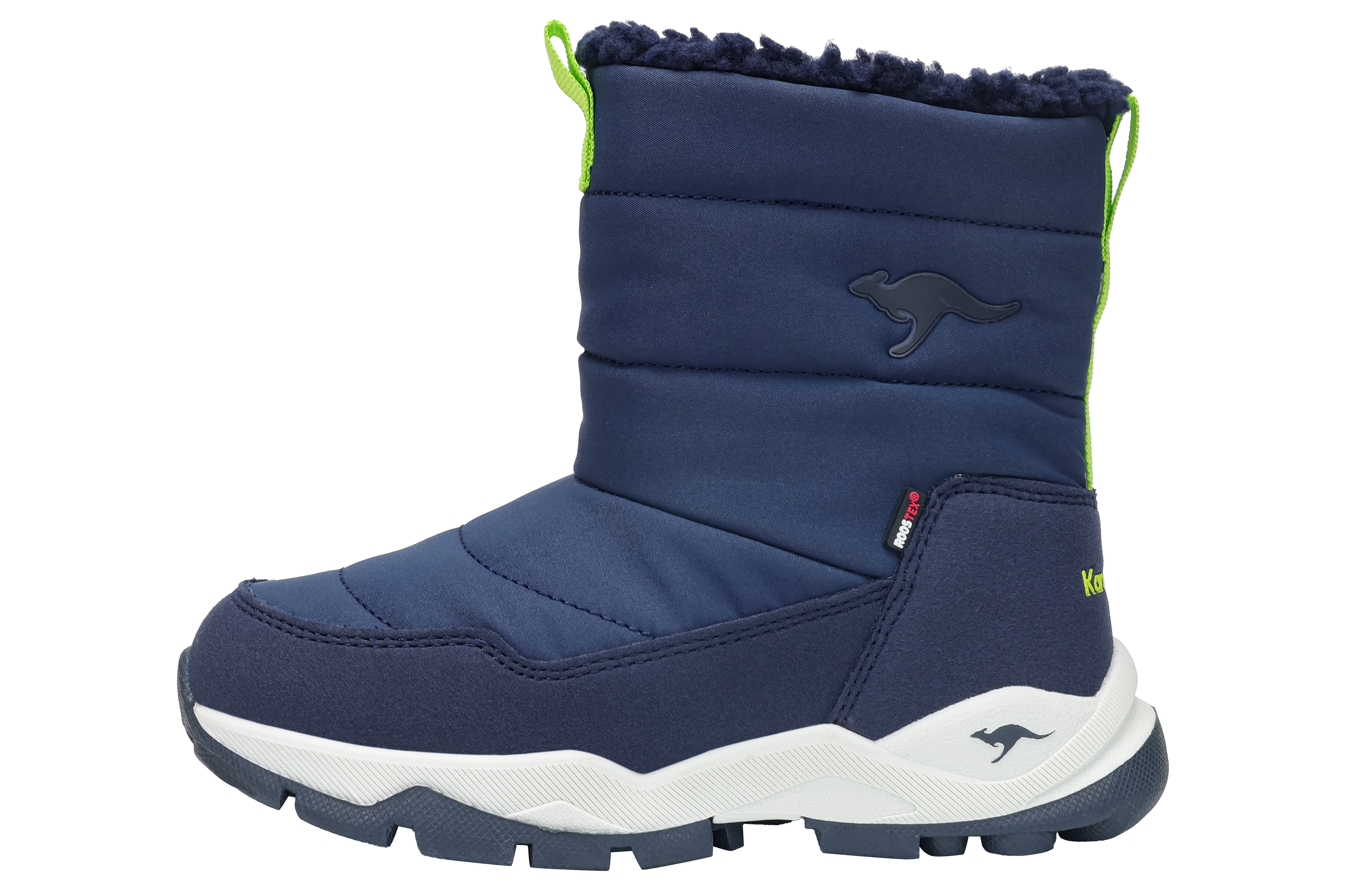 Winterboots KANGAROOS "K-FR FLOKI RTX", Damen, Gr. 28, bunt (dk navy, lime), Synthetik, Sportlich, Schuhe