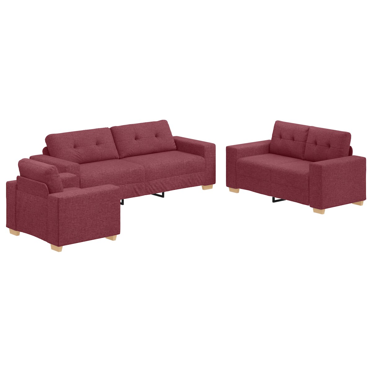 vidaXL Sofa Set mit Kissen mit Kissen Weinrot Stoff Image