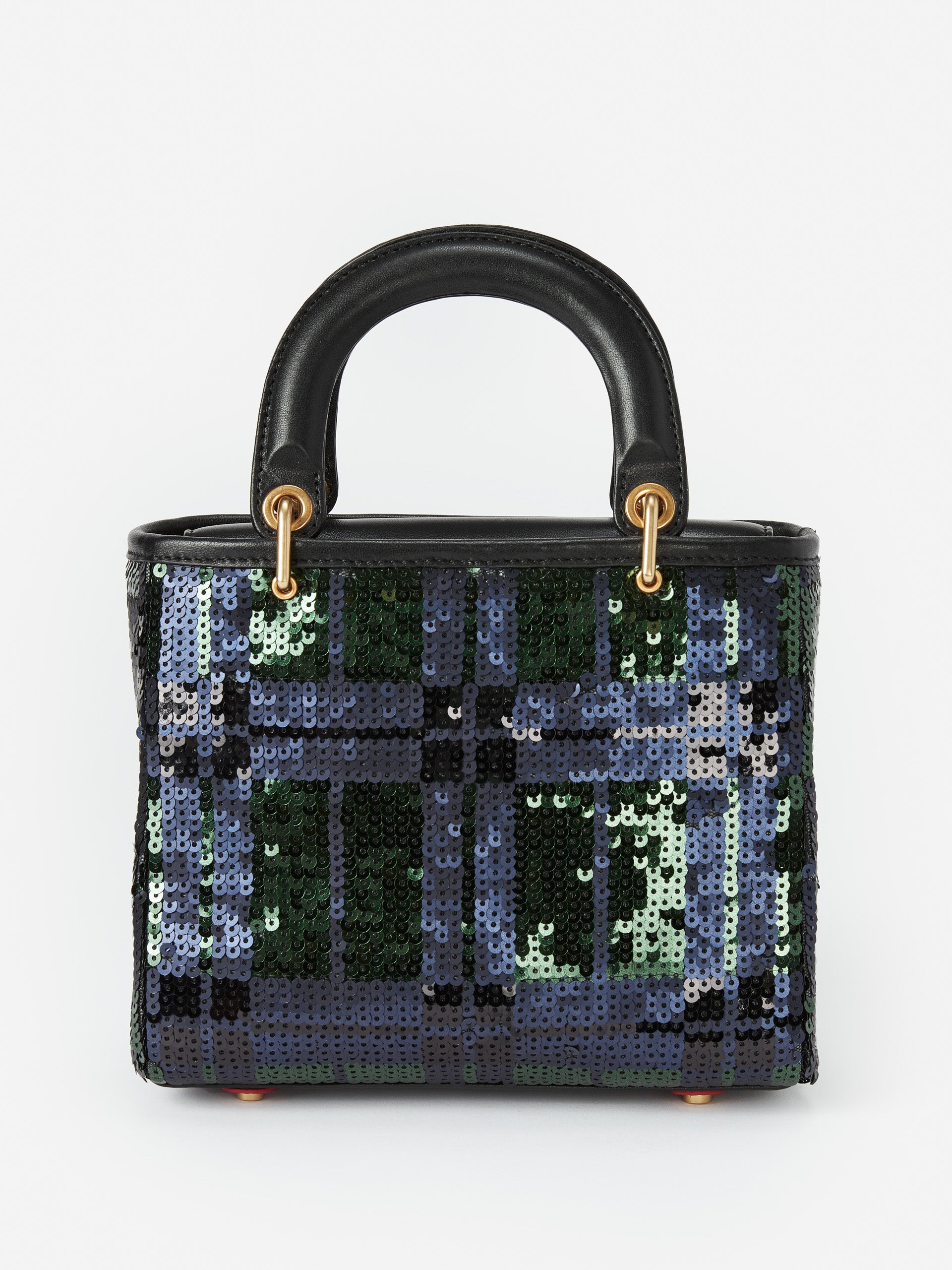J.McLaughlin Women's Mathilde Sequin Handbag in Black Watch Black/Green | Leather