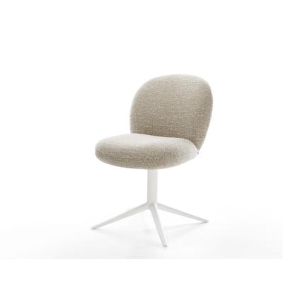 DELIFE Drehstuhl Nube-Flex Webstoff Soft Beige Fußkreuz Weiß 360° drehbar Wippfunktion Taschenfederkern, Esszimmerstühle Image