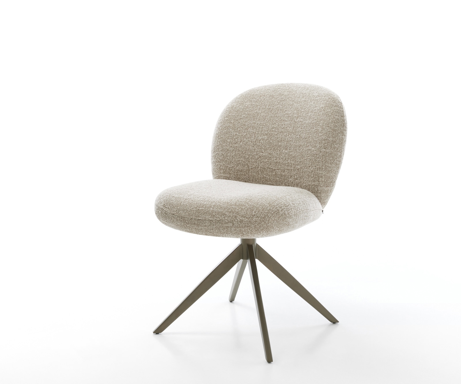DELIFE Drehstuhl Nube-Flex Webstoff Soft Beige Kreuzgestell breit Effektfinish Titan 360° drehbar Wippfunktion Taschenfederkern, Esszimmerstühle Image