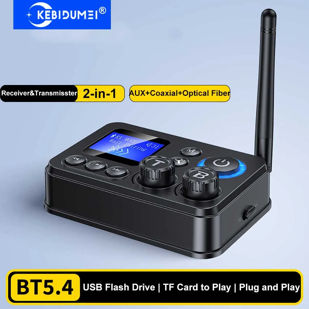 Ricevitore trasmettitore audio Bluetooth 5.4 Convertitore adattatore wireless stereo coassiale ottico AUX RCA da 3,5 mm per altoparlante TV PC auto