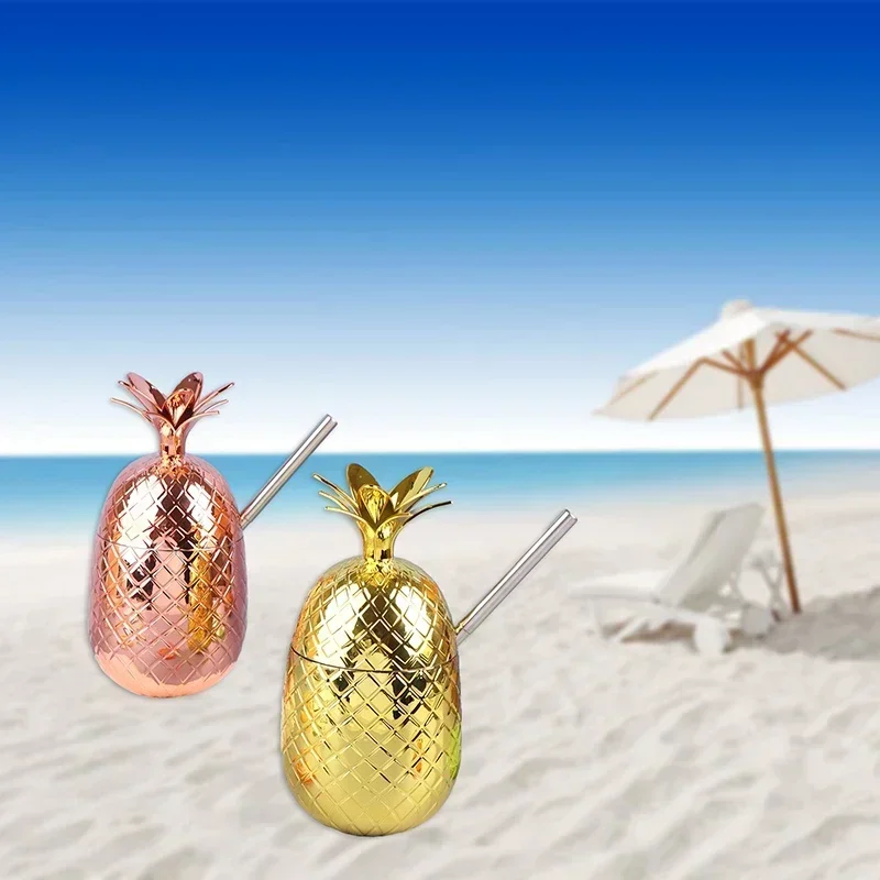 Neue 450 ml Kunststoff Cocktail Glas Ananas Stroh Glas Ausländischen Wein Rotwein Glas Edelstahl Stroh