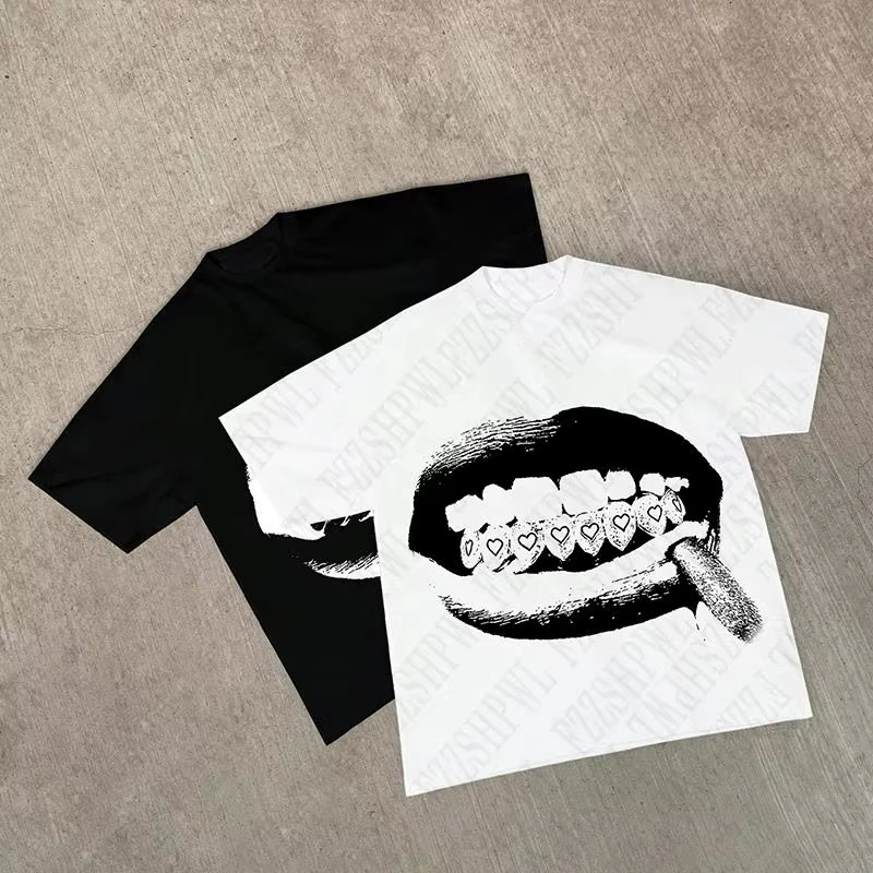 EMO Hip Hop Y2K Baumwolle T-shirt Harajuku Grafik Druck Streetwear Punk T Lose Rock Gothic Kurzarm T-shirt Casual Top Chic