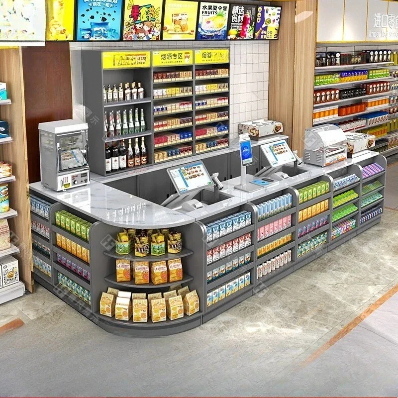 Supermarkt Ecke Bartheke Kassierer Tisch Apotheke Shop Haute Couture Theke integriert Image