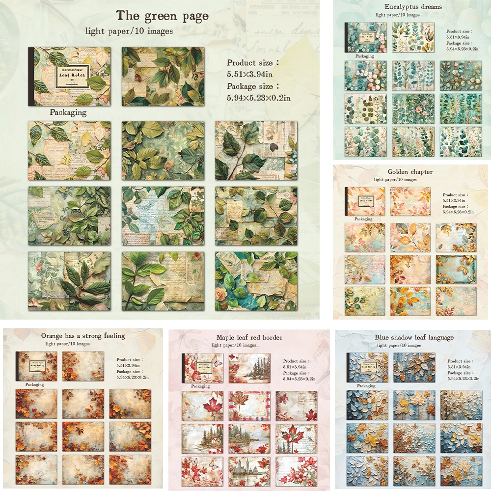 Leaf Notes Series Vintage Handbook Decorative Material for Scrapbook Notepad Card Junk Magazine Decorative Cardstock Material