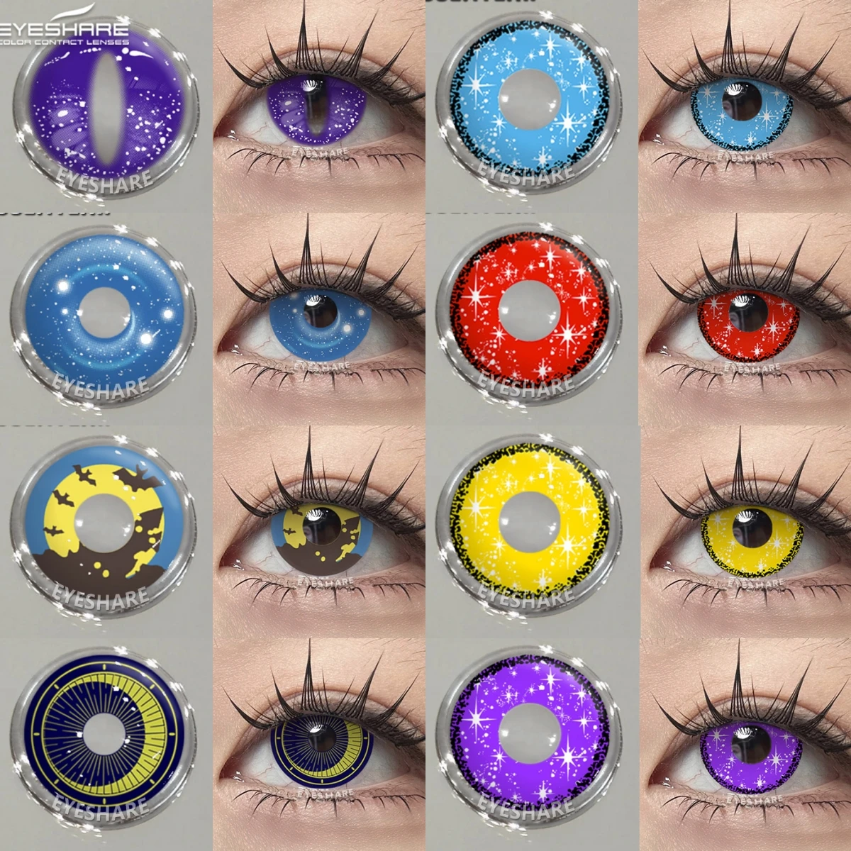 EYESHARE 1 Paar farbige Halloween-Kontaktlinsen, Anime-Augenzubehör, Halloween-Kontaktlinsen, gelbe Farblinse, Augen-Make-up Image