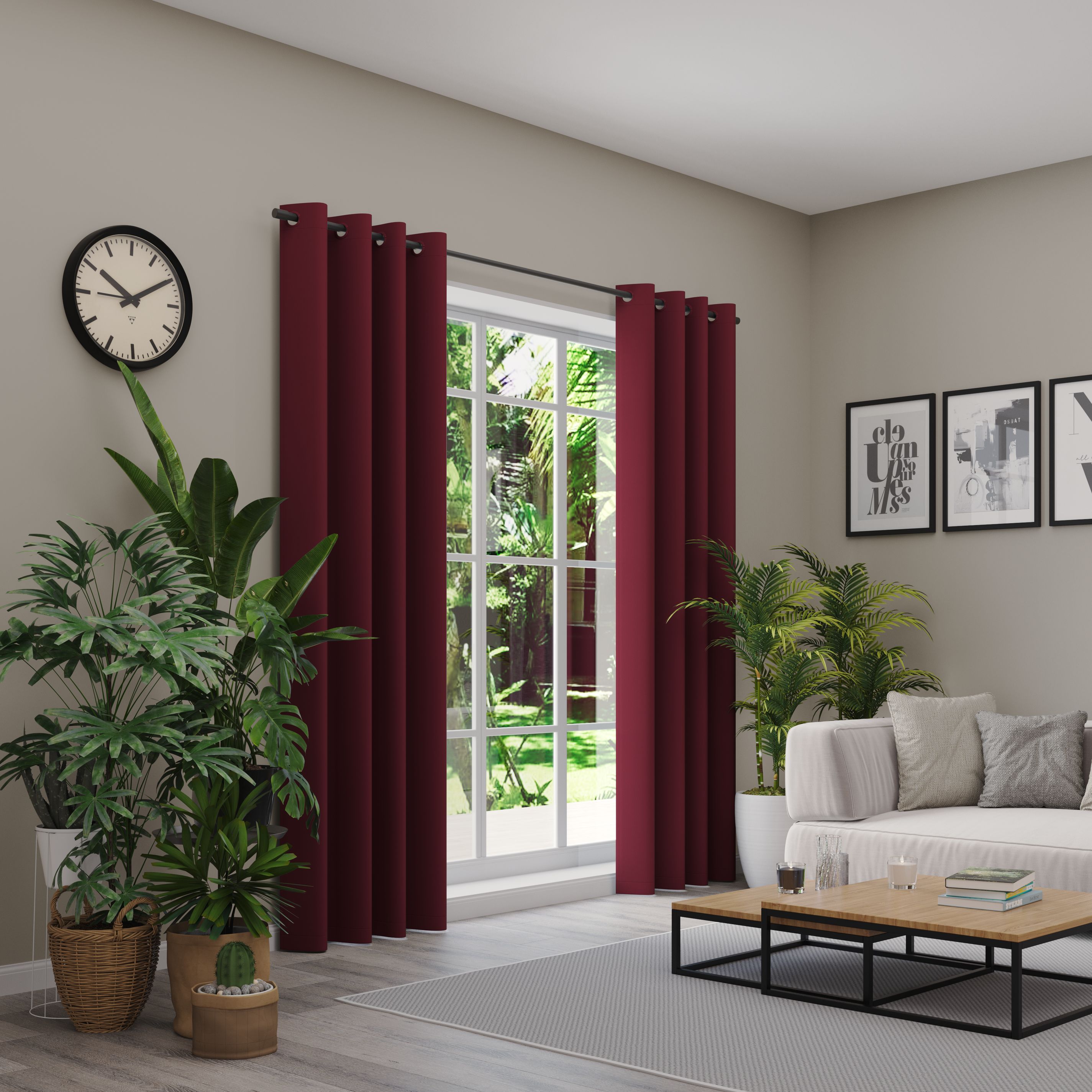 Verdunkelungsvorhang NEUTEX FOR YOU "INSULA", rot (bordeaux), B:137cm H:285cm, Polyester, Gardinen, Uni-Dimout für starke Verdunklung, nach Maß Image
