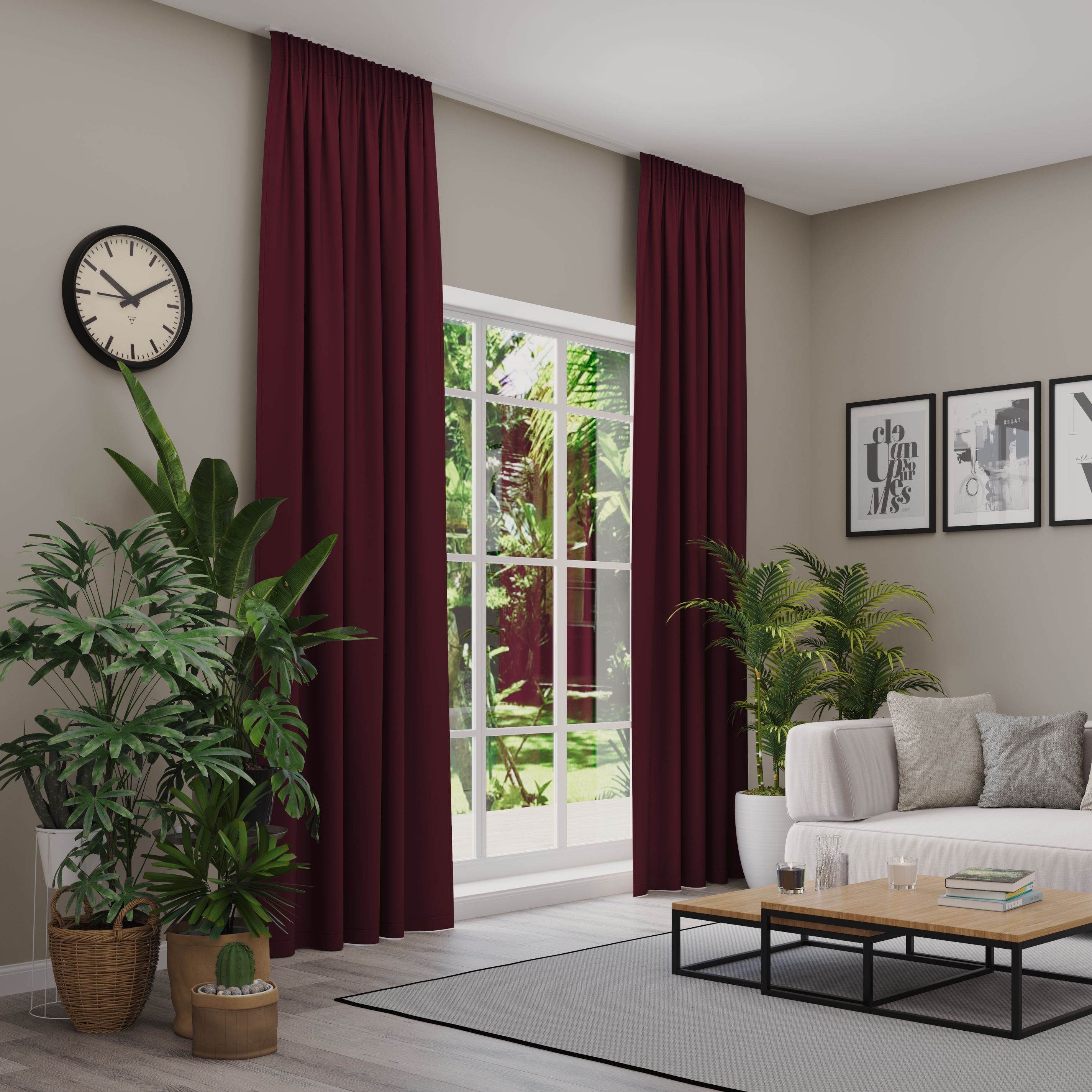 Verdunkelungsvorhang NEUTEX FOR YOU "INSULA", rot (bordeaux), B:137cm H:295cm, Polyester, Gardinen, Uni-Dimout für starke Verdunklung, nach Maß Image