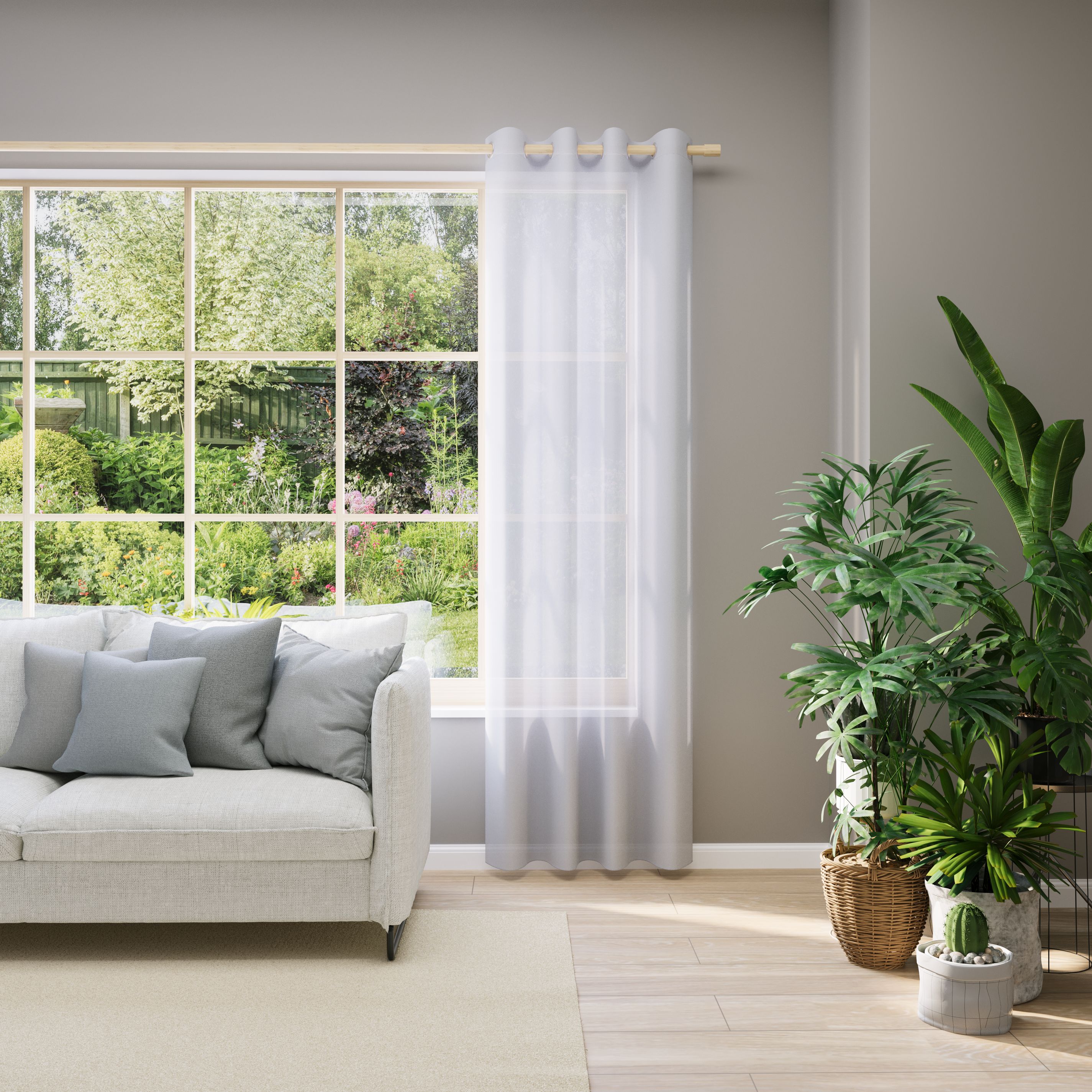 Vorhang nach Maß NEUTEX FOR YOU "EVA", weiß, B:900cm H:260cm, Obermaterial: 100% Polyester, Gardinen nach Maß, Uni-Voile mit elegantem Glanz Image