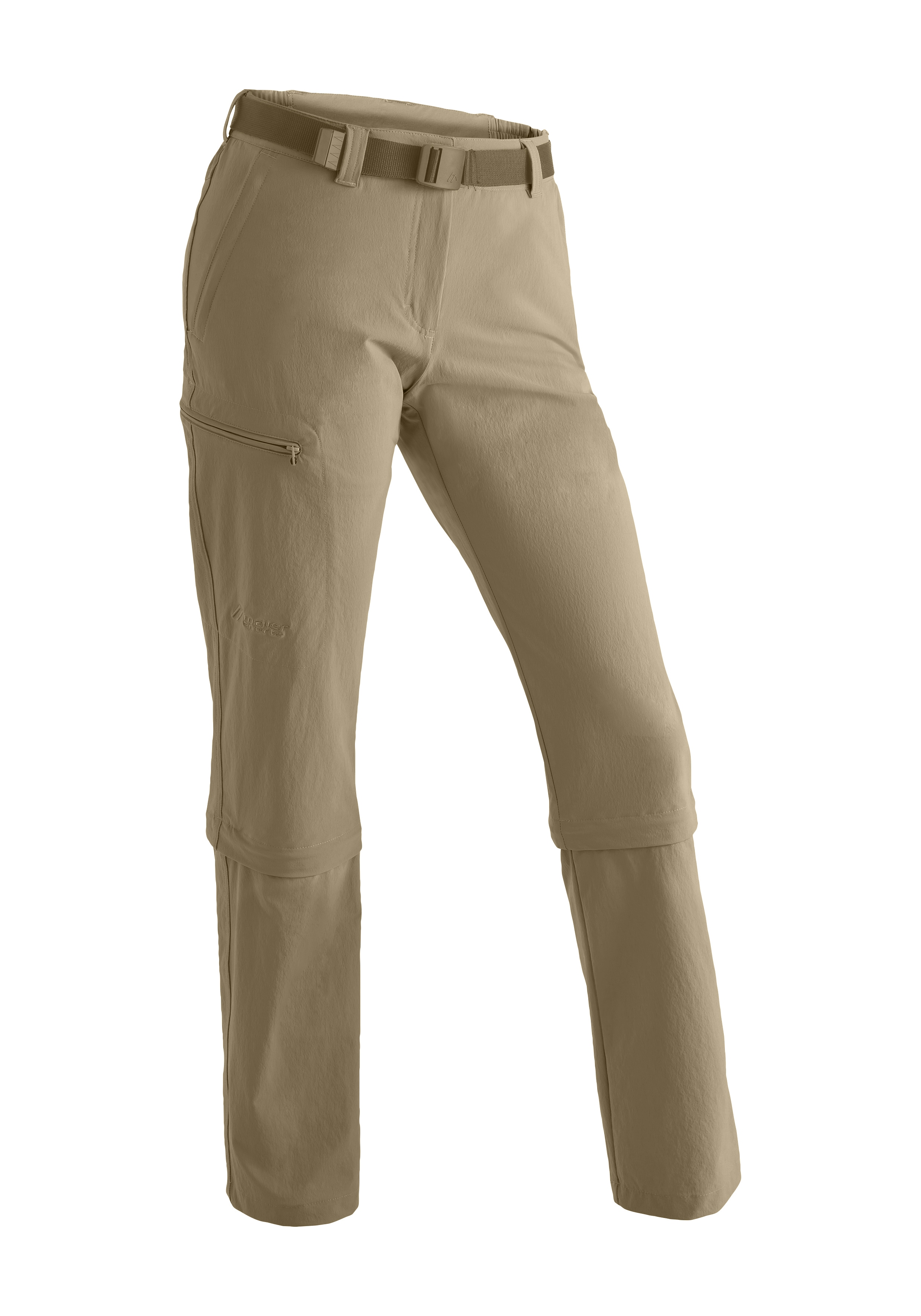 Funktionshose MAIER SPORTS "Arolla", Damen, Gr. 76, Langgrößen, beige (dunkelbeige), 90% Polyamid, 10% Elasthan, Hosen, Damen Wanderhose, zipp-off Outdoor-Hose, 3 Taschen, Regular Fit Image
