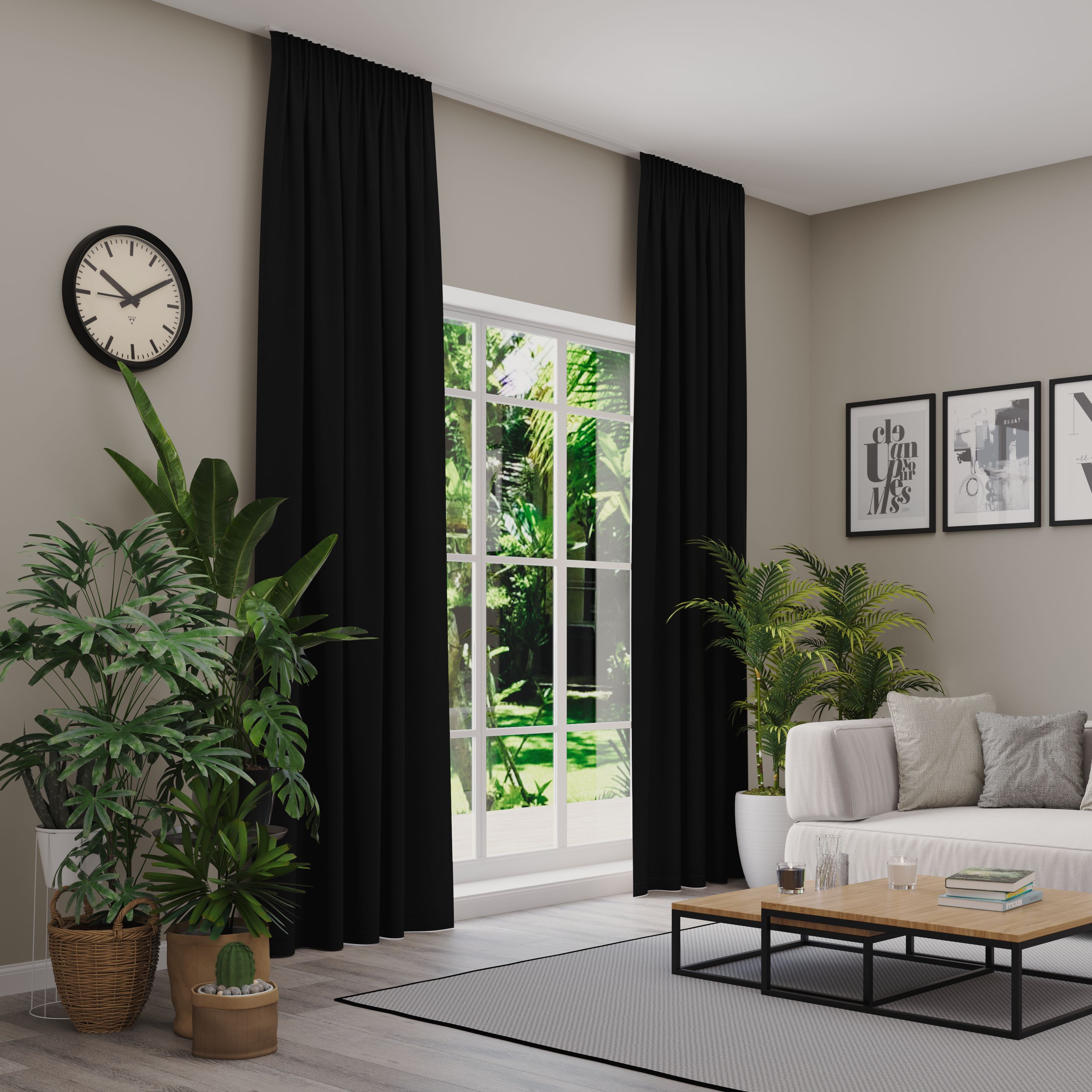 Verdunkelungsvorhang NEUTEX FOR YOU "INSULA", schwarz, B:137cm H:265cm, Polyester, Gardinen, Uni-Dimout für starke Verdunklung, nach Maß Image