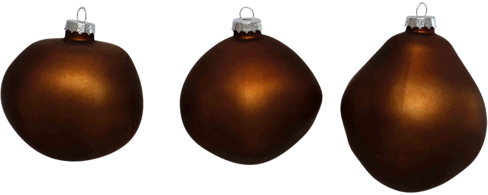 Weihnachtsbaumkugel LEONIQUE "Birdelle matt, Weihnachtsdeko, Christbaumschmuck, Christbaumkugeln", braun (braun matt), Ø:10cm, Glas, Weihnachtsbaumkugeln, Weihnachtsbaumkugeln, Baumkugeln in organischer Form, Ø 10 cm, organische Kugeln aus Glas Image