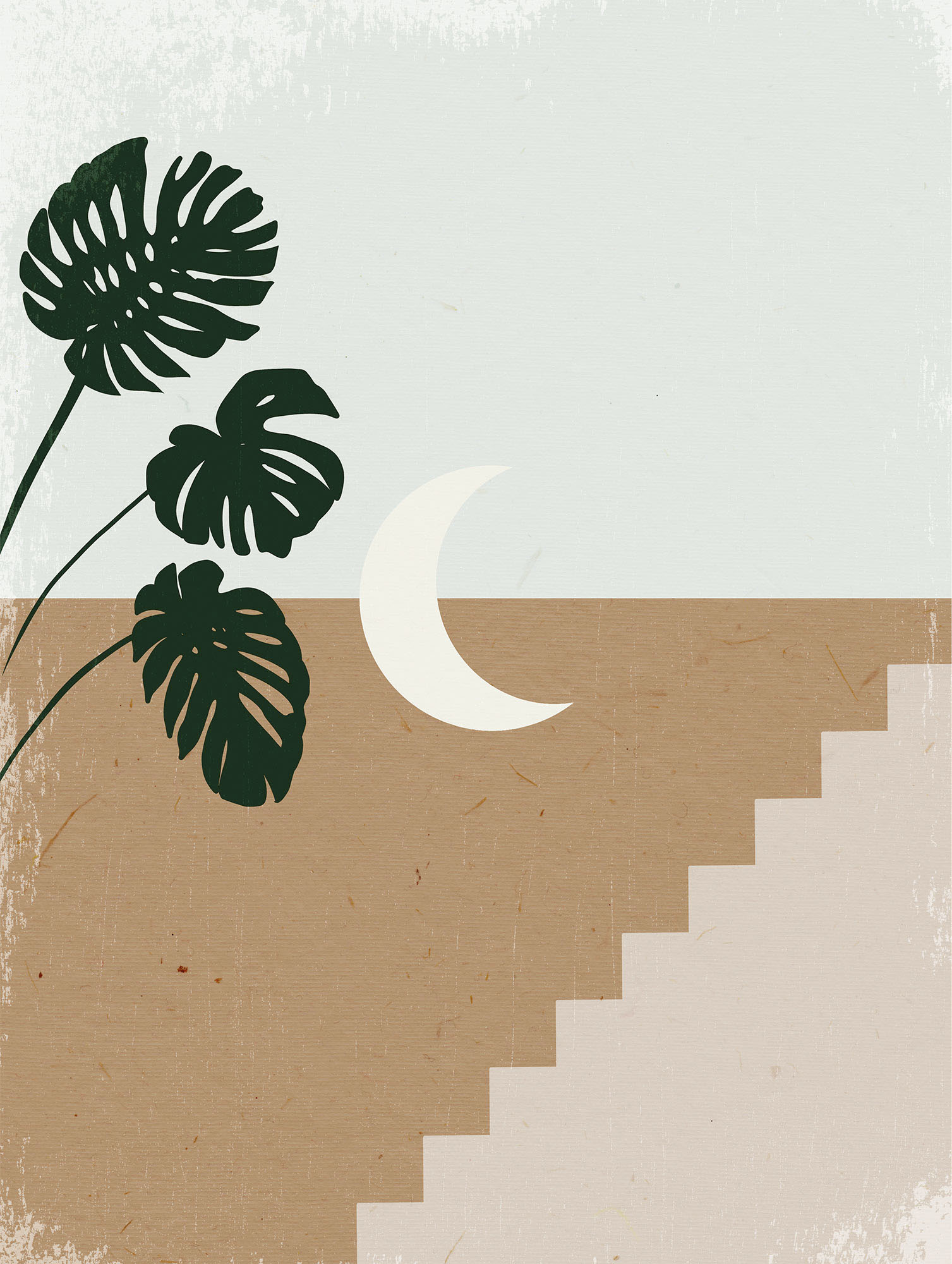 Bild KOMAR "Silence Crescent Moon", braun (farbe bild(er): braun), B:30cm H:40cm, Holz, Papier, Bilder, Wandbild zur Dekoration - ohne Rahmen Image