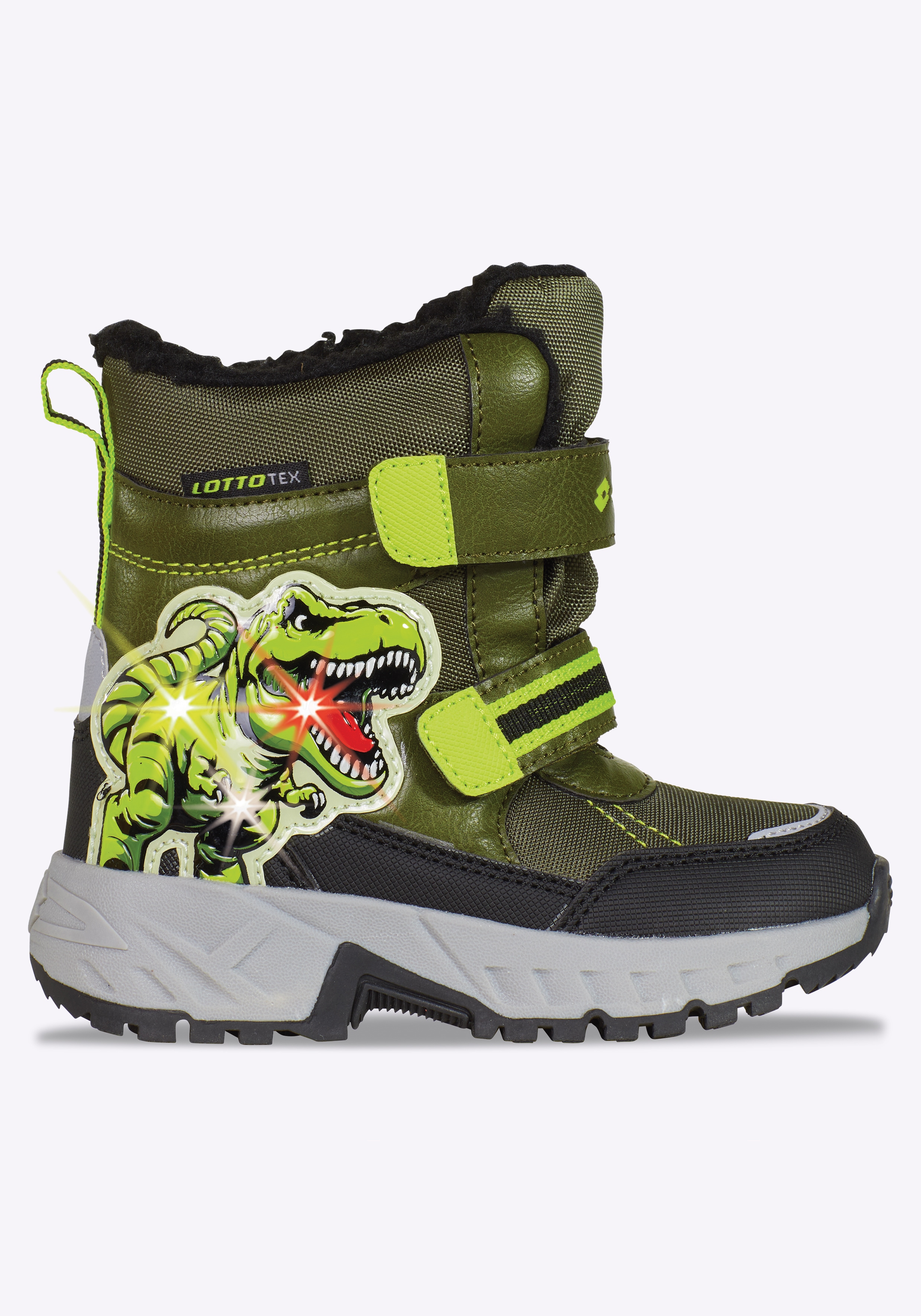 Winterboots LOTTO, Damen, Gr. 35, grün (olive, grün), Synthetik, Textil, Sportlich, Schuhe, Winterschuhe, Winterstiefel, wasserdicht & mit Blinkfunktion