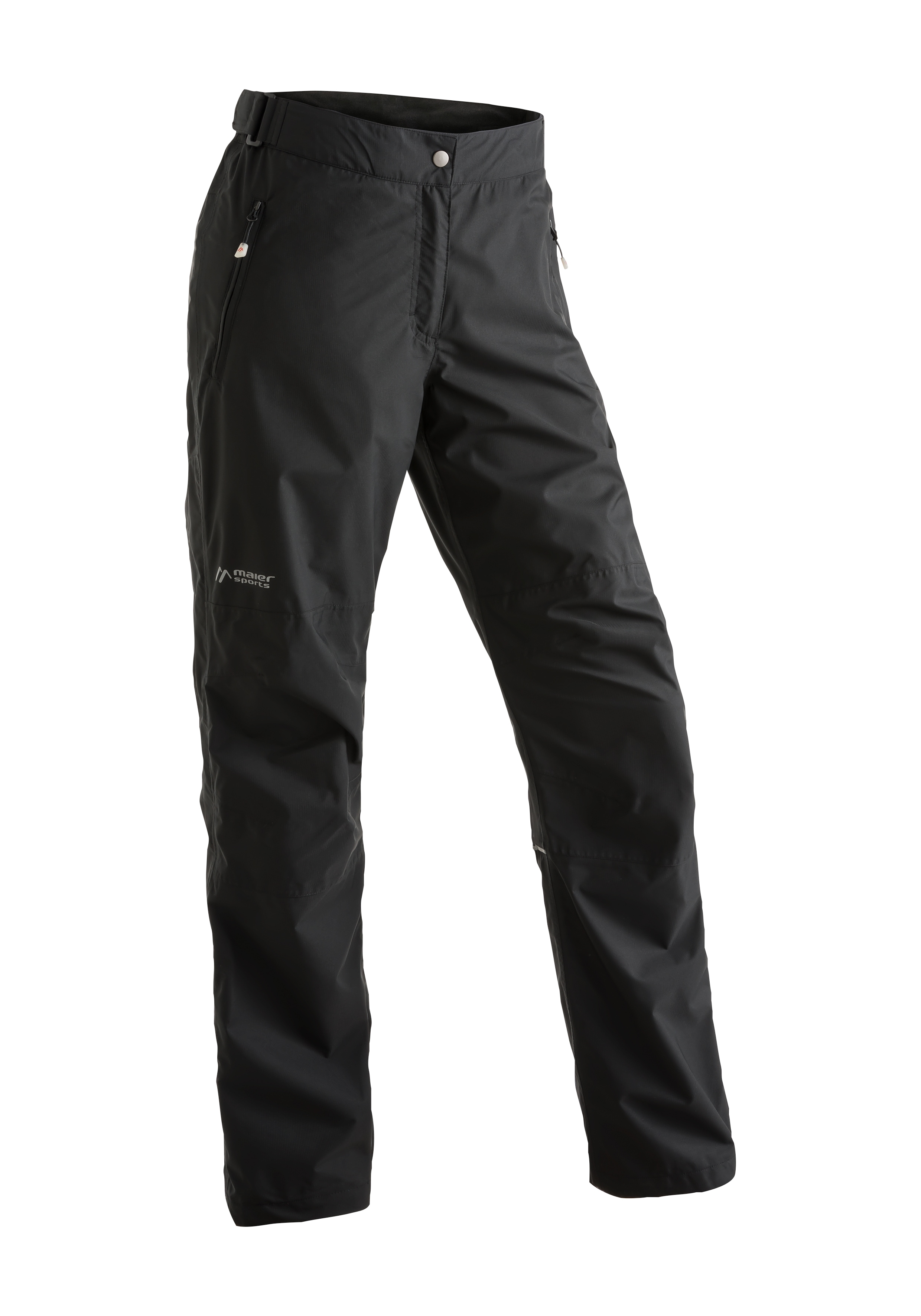 Regenhose MAIER SPORTS "Raindrop L", Damen, Gr. 42, Normalgrößen, schwarz, 100% Polyester, Hosen, Damen Outdoorhose, wasserdicht winddicht, auch als Überhose nutzbar Image