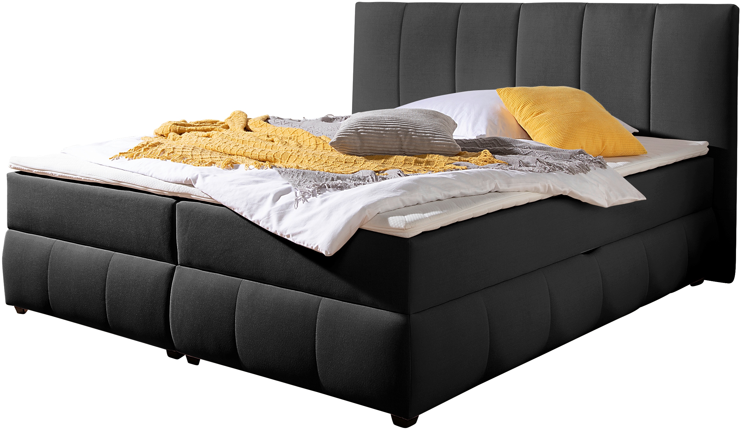 Boxbett INOSIGN "Hartley inkl. Bettkasten und Topper, auch in Überlänge erhältlich", schwarz, B:212cm L:230cm, Komplettbetten, wahlweise mit Bonnell- oder TTFK-Matratze in H2, H3 o. H4 erhältlich, Topseller Image