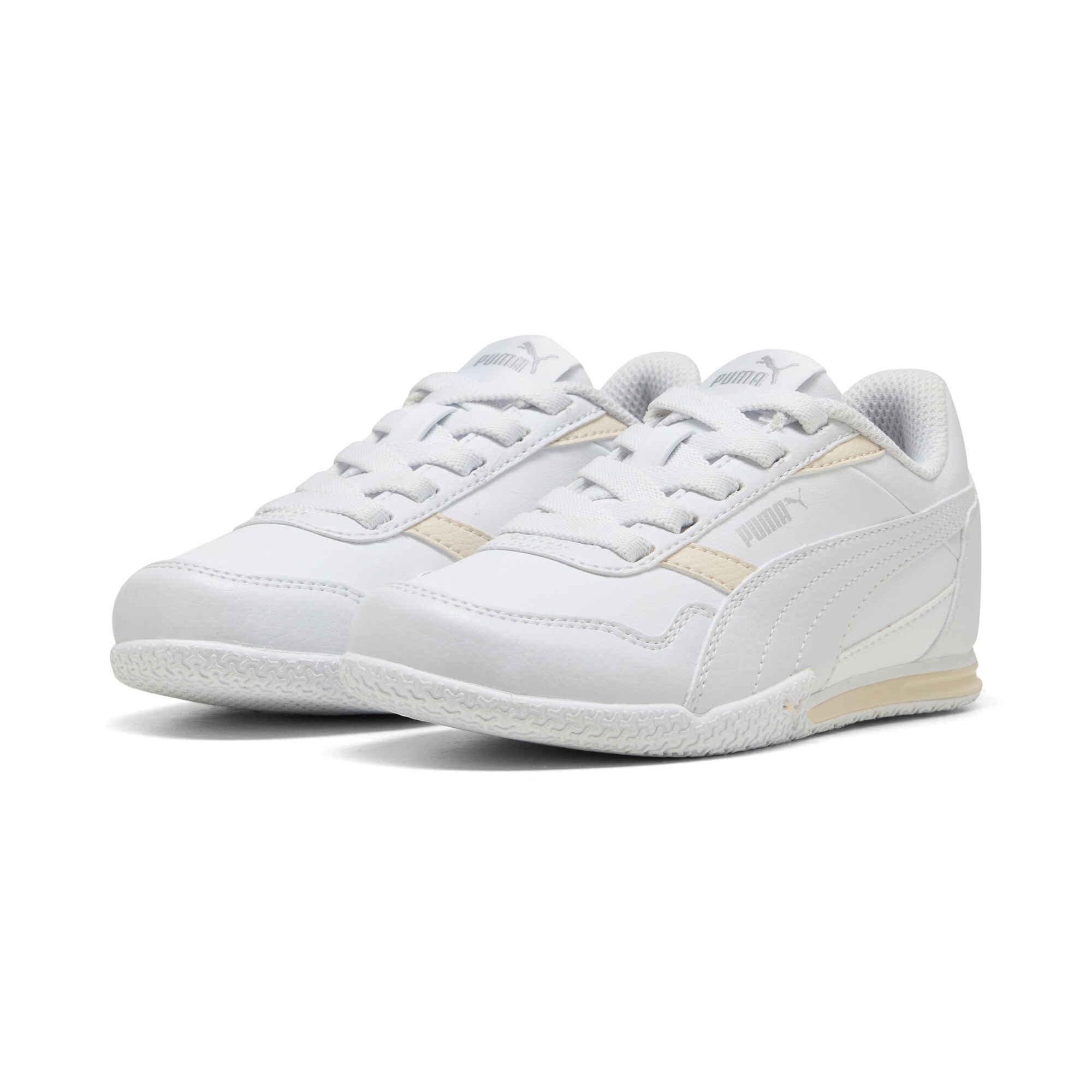 Sneaker PUMA "BELLA DONNA SL AC PS", Gr. 33, silber (puma weiß, puma weiß, puma silber), Synthetik, Sportlich, Schuhe
